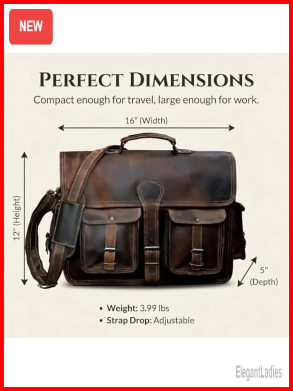 Leather Messenger Bag for Men, Vintage Handmade Laptop Crossbody, Office Work